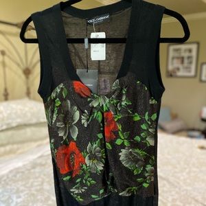 Dolce & Gabbana Black and Floral sleeveless top - Never worn